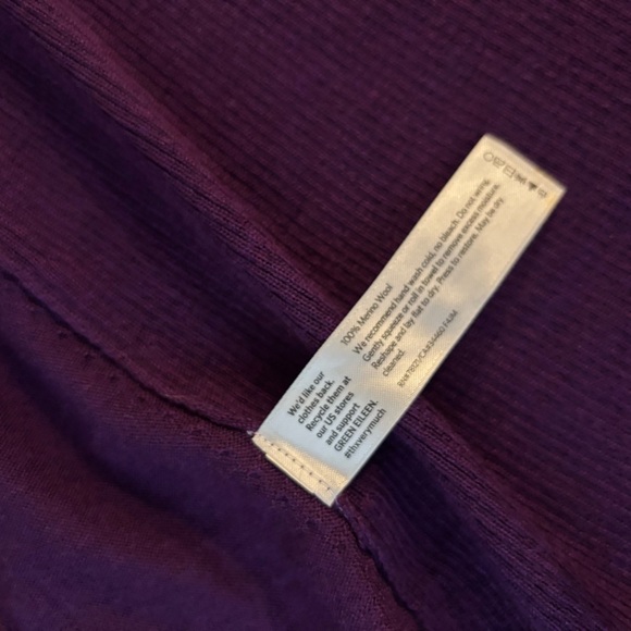 Eileen Fisher 100% Merino Wool Open Cardigan Purple Long S - Picture 9 of 9